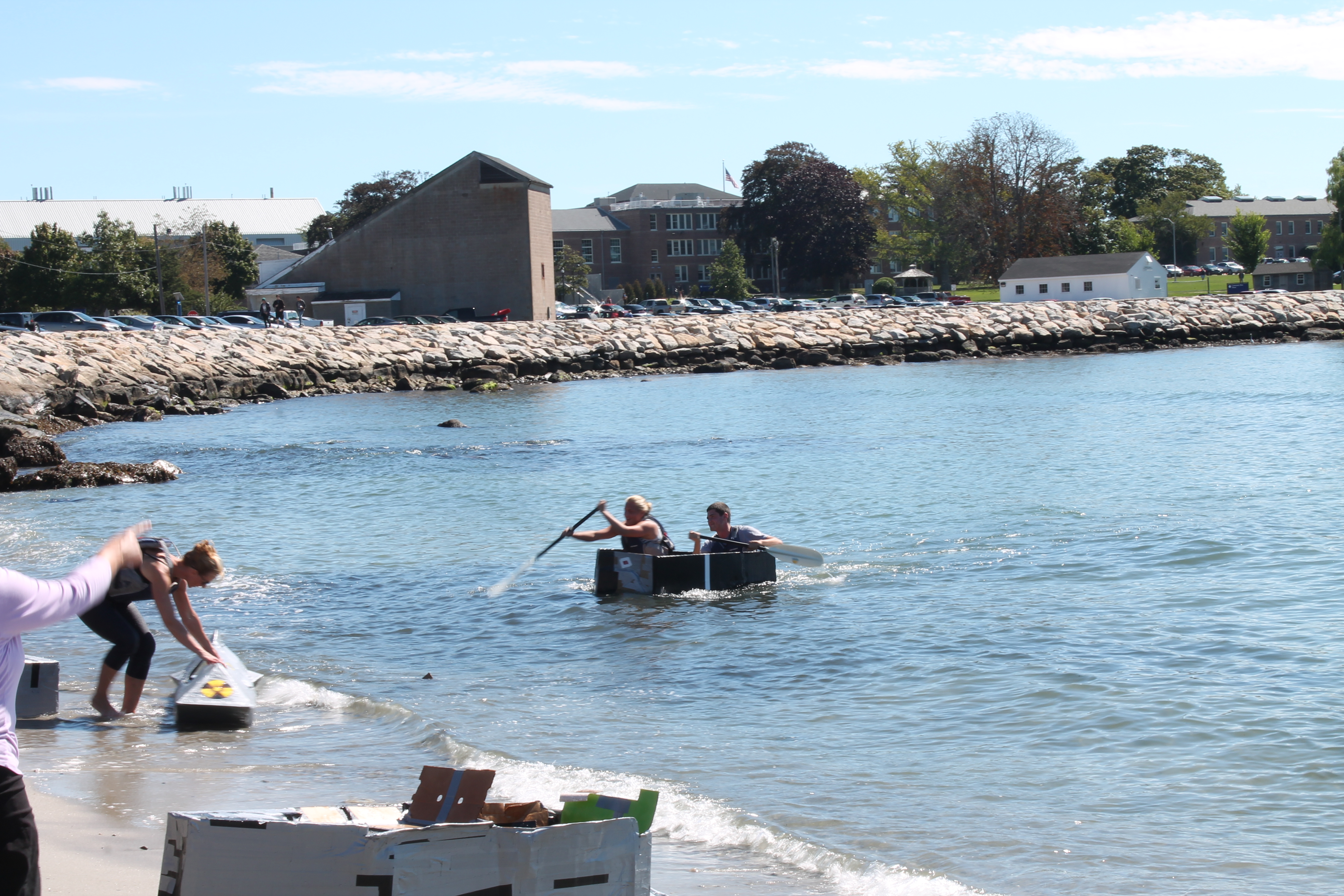 Action scene from the Cardboard Boat Race