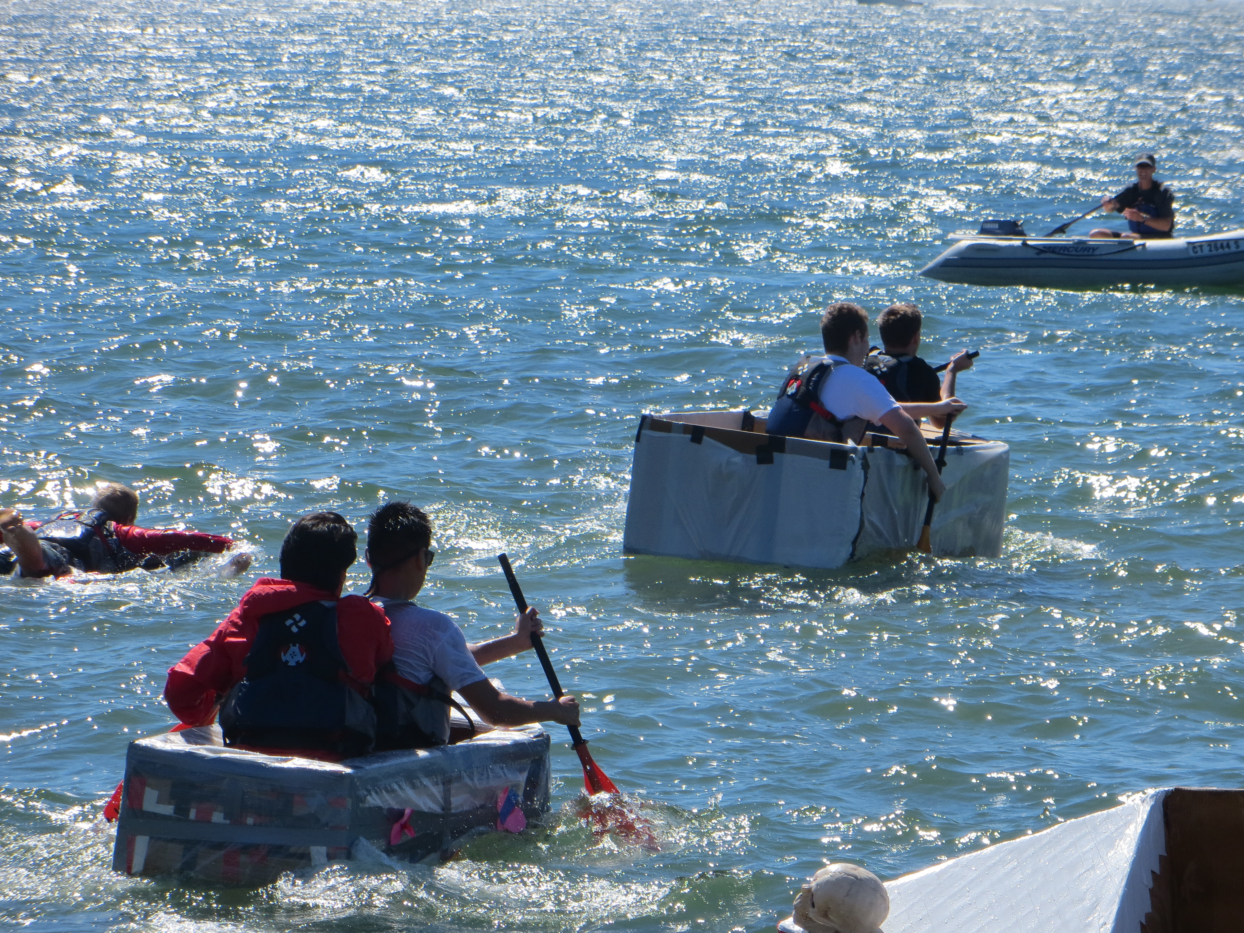Action scene from the Cardboard Boat Race